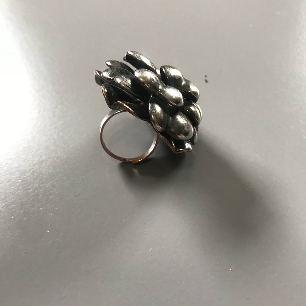 Intermix Metal Flower Statement Ring - image 3